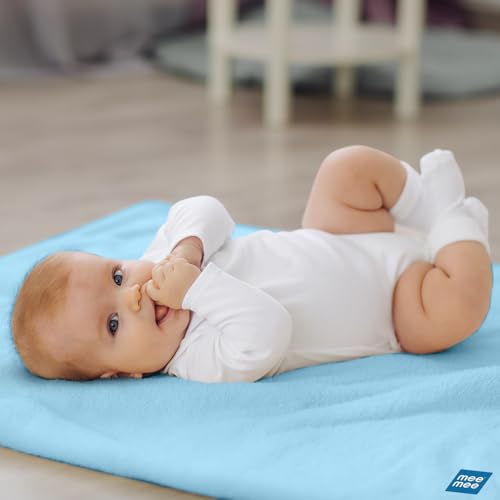 Mee Mee Total Dry & Breathable Mattress Protector Sheet: Cotton Soft, Fast-Drying & Extra Absorbent Sheet for Overnight Protection | 0-24 Months | Large (100x140cm) | Blue | - Image 2