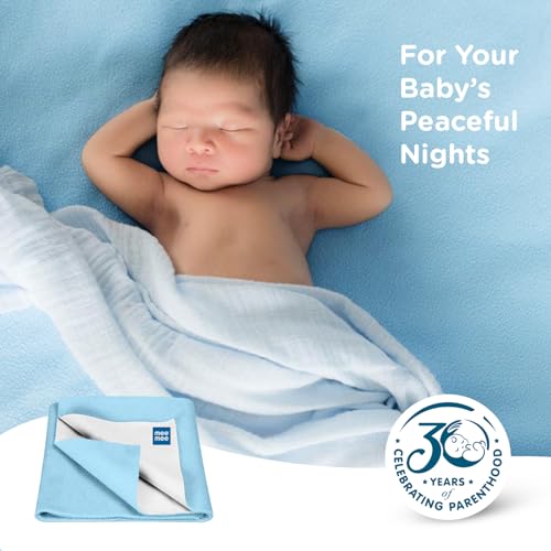Mee Mee Total Dry & Breathable Mattress Protector Sheet: Cotton Soft, Fast-Drying & Extra Absorbent Sheet for Overnight Protection | 0-24 Months | Large (100x140cm) | Blue | - Image 5