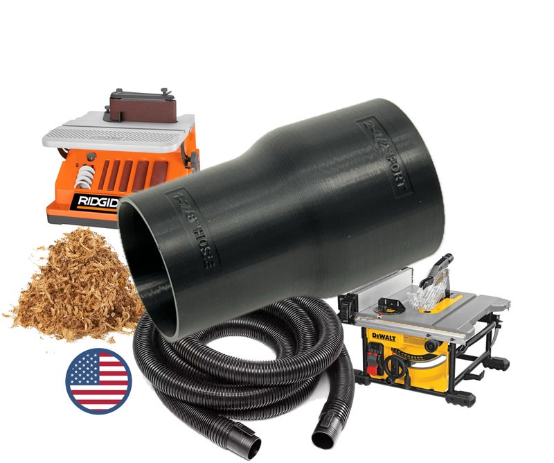 HuttonTOOLS Hose Adapter for 2-1/2" Dust Collection Ports - Made in USA - Connects to Table Saw, Bandsaws, Spindle Sanders, Miter Saws, and other equipment (1-7/8" Hose) - Image 1
