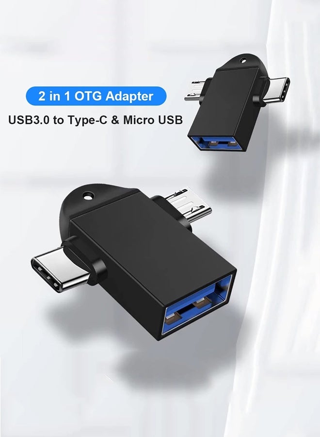 2 in 1 OTG Converter USB 3.0 to Micro USB and Type C Adapter with Lanyard,Used for U Disk Mouse Laptop Mobile Phones or Tablets  - Image 2