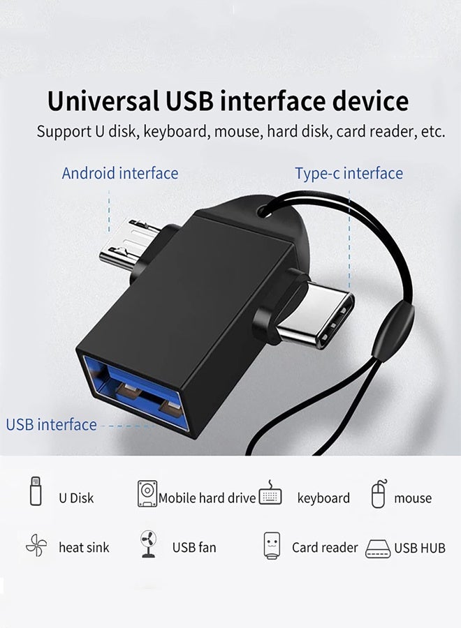 2 in 1 OTG Converter USB 3.0 to Micro USB and Type C Adapter with Lanyard,Used for U Disk Mouse Laptop Mobile Phones or Tablets  - Image 3