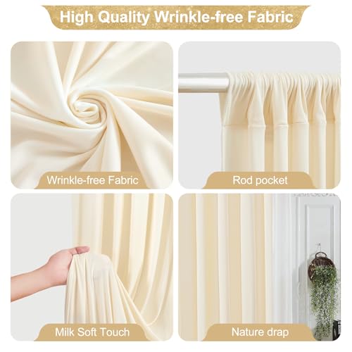 PARTISKY 24x10FT Champagne Backdrop Curtains for Wedding Parties, Wrinkle Free Polyester Photography Backdrop Drapes for Wedding Baby Shower Birthday Parties Stage Background Stand Decorations 4x10ft,6 Panels - Image 2