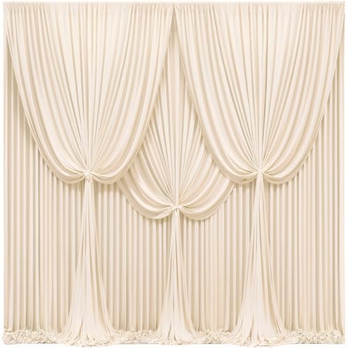 PARTISKY 24x10FT Champagne Backdrop Curtains for Wedding Parties, Wrinkle Free Polyester Photography Backdrop Drapes for Wedding Baby Shower Birthday Parties Stage Background Stand Decorations 4x10ft,6 Panels - Image 1