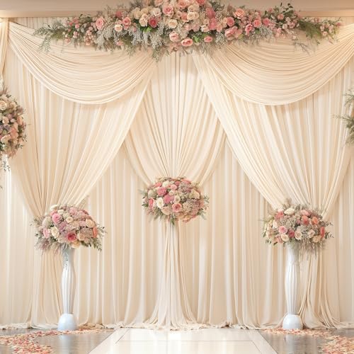 PARTISKY 24x10FT Champagne Backdrop Curtains for Wedding Parties, Wrinkle Free Polyester Photography Backdrop Drapes for Wedding Baby Shower Birthday Parties Stage Background Stand Decorations 4x10ft,6 Panels - Image 5