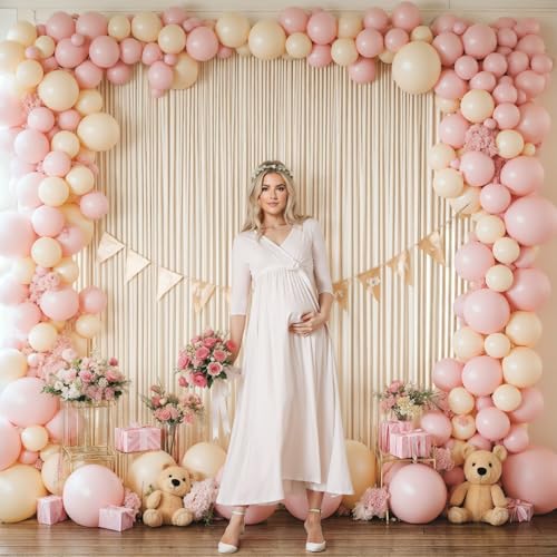 PARTISKY 24x10FT Champagne Backdrop Curtains for Wedding Parties, Wrinkle Free Polyester Photography Backdrop Drapes for Wedding Baby Shower Birthday Parties Stage Background Stand Decorations 4x10ft,6 Panels - Image 3