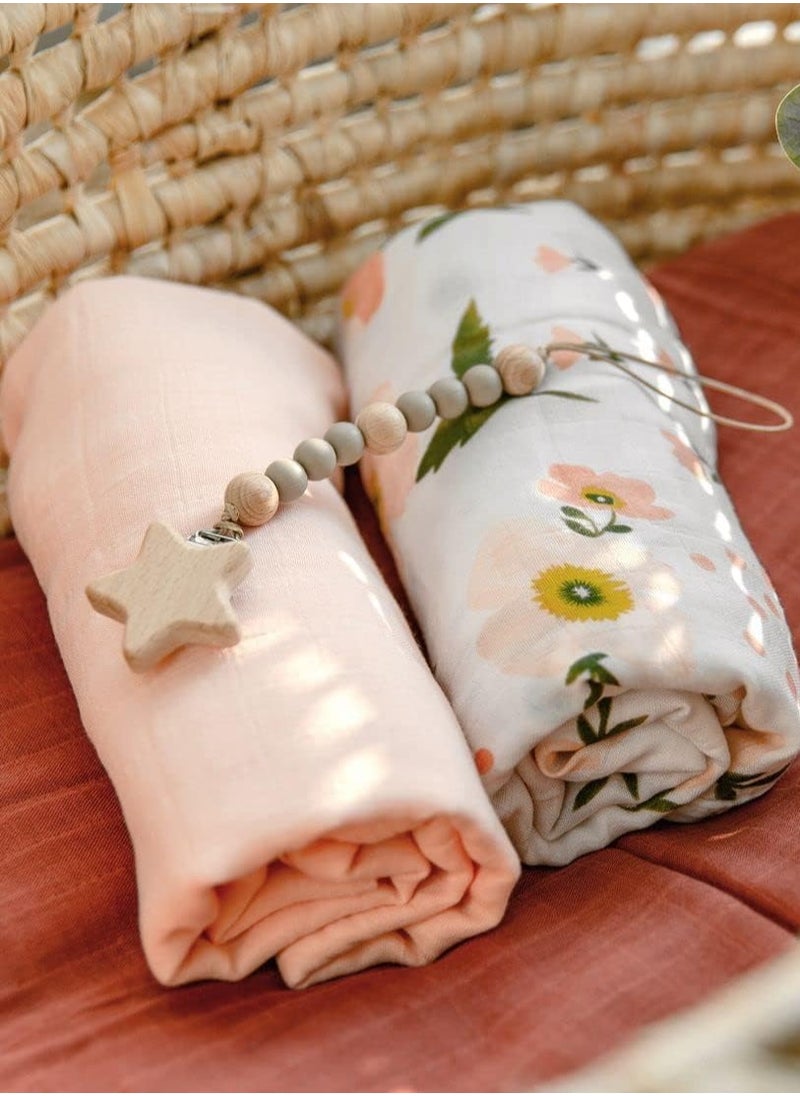 iMissiu - 3 Pack Muslin Swaddle Blankets Solid Colors, Large 47 x 47 inches Baby Receiving Blankets, Newborn Gifts - Image 1
