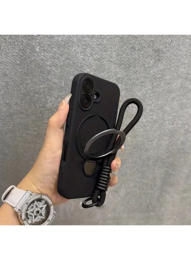 Black iPhone 13 Case With Rotating Stand Unisex Premium Cover - Image 1