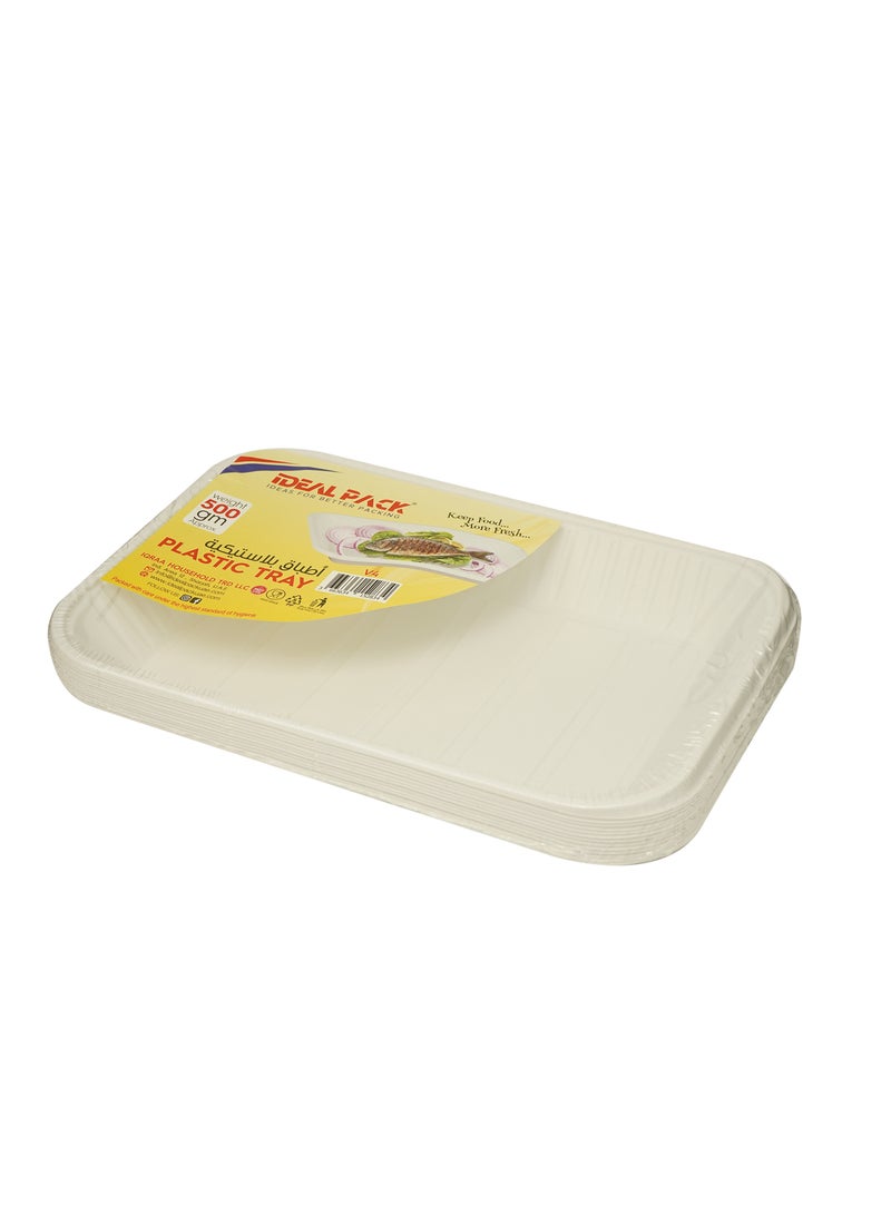 Ideal Pack Plastic Tray, V4, 500gm, 27x18.5cm, White 3PKTS - Image 1