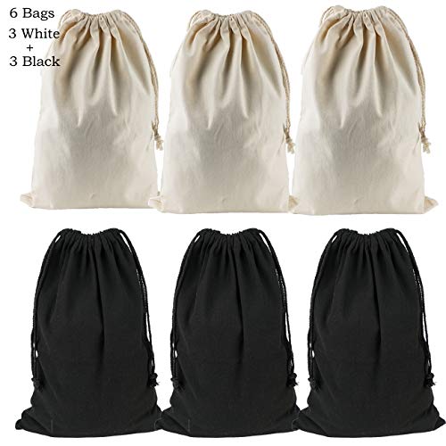 Lanyani 6 Packs Bank Coin Money Cash Bag Sacks, 12" x 17" Canvas Deposit Change Transit Bags with Drawstring, Heavy Duty, Black+Natural - Image 2