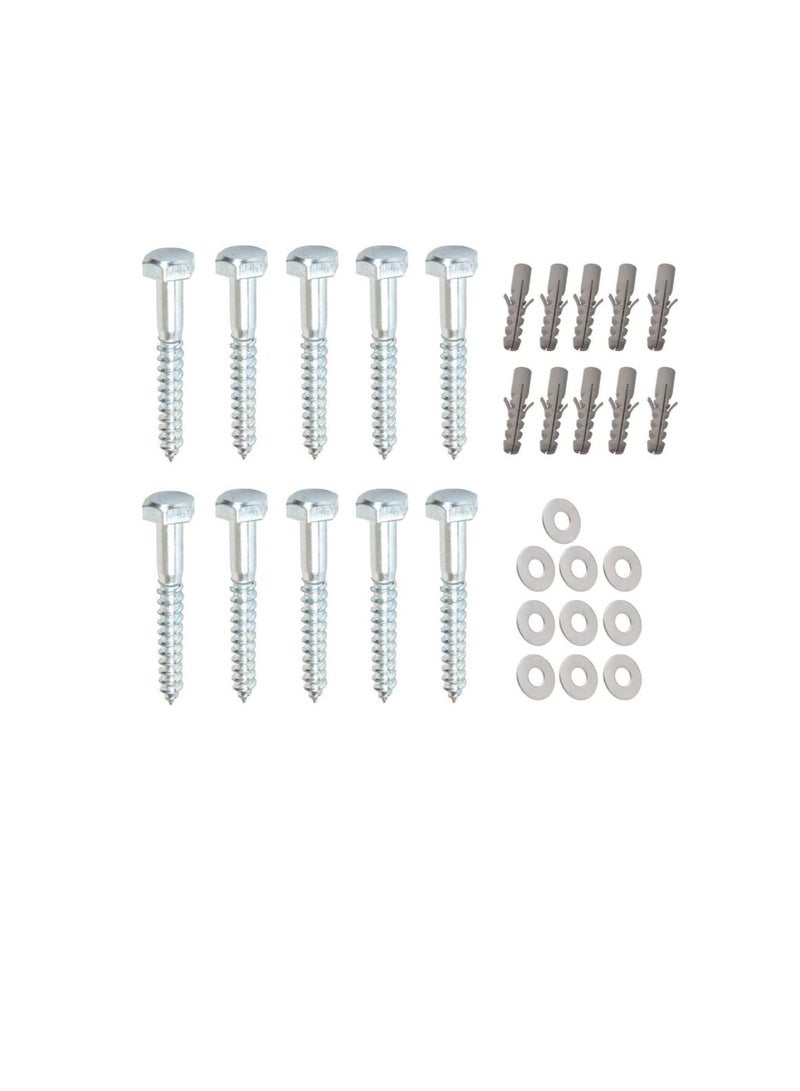 10 Pcs Galvanized (G.I) Hex Head Coach Screws with Washer & Fisher Plug Wood Working for Holding Together Heavy Timber, and Concrete Working. (6mm, Length 4 Inch) - Image 1