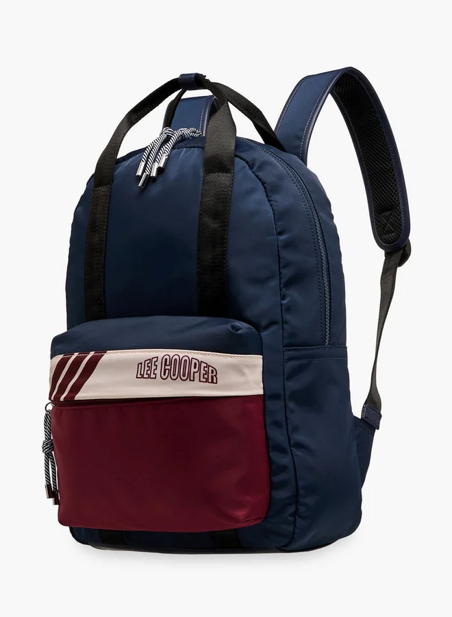 لي كوبر Colourblock Backpack with Adjustable Shoulder Straps and Zip Closure - 13x30x40 cm