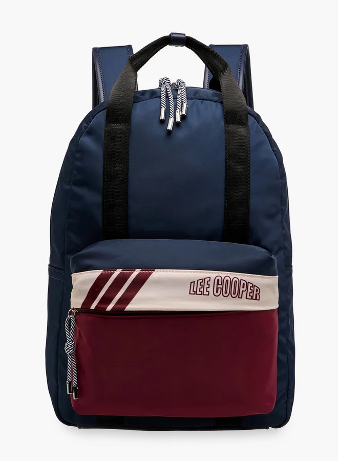 لي كوبر Colourblock Backpack with Adjustable Shoulder Straps and Zip Closure - 13x30x40 cm