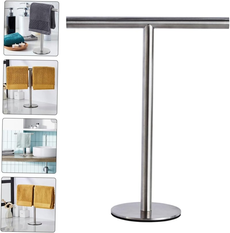 Amosfun Stainless Steel Towel Rack Stand Weighted Base Countertop Towel Holder for Bathroom and Kitchen Easy to Relocate Resistant Design - Image 5