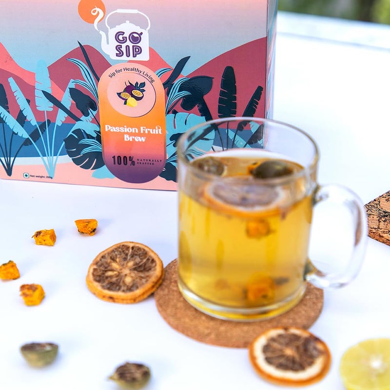 GO SIP شاي فواكه الباشن فروت - ساخن وبارد بطعم فاكهي طبيعي ومنعش بدون نكهات صناعية - شاي أعشاب معبأ بالفواكه الاستوائية - عبوة تحتوي على 18 كيساً - Image 3