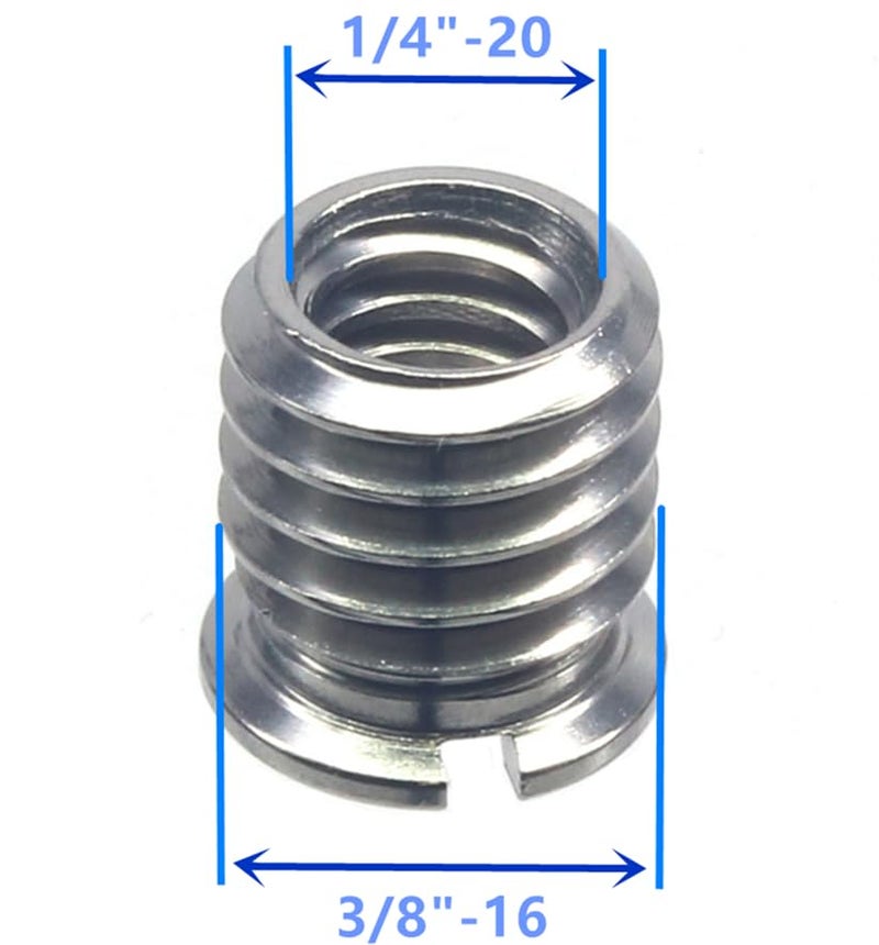 HITHUT Stainless Steel 1/4"-20 Female to 3/8"-16 Male Convert Screw Adapter 2 Pieces 10.5mm Height - Image 3