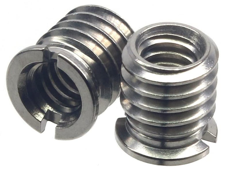 HITHUT Stainless Steel 1/4"-20 Female to 3/8"-16 Male Convert Screw Adapter 2 Pieces 10.5mm Height - Image 1