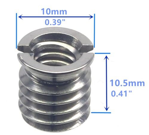 HITHUT Stainless Steel 1/4"-20 Female to 3/8"-16 Male Convert Screw Adapter 2 Pieces 10.5mm Height - Image 2