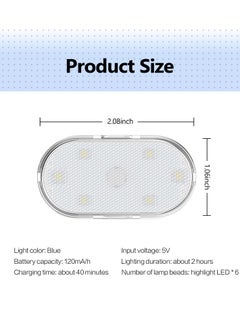 Excefore أضواء LED للسيارة، مصابيح LED داخلية صغيرة محمولة تعمل باللمس مع 6 حبات مصباح LED ساطعة، إضاءة طوارئ للسيارة قابلة للشحن عبر USB (ضوء أرجواني)  - Image 2