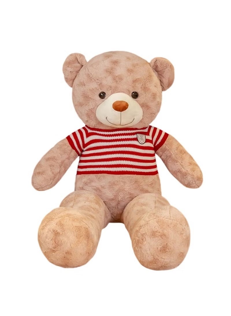 Huitich 80cm Dark Brown Plush Teddy Bear with Red & White Striped Sweater  - Image 1