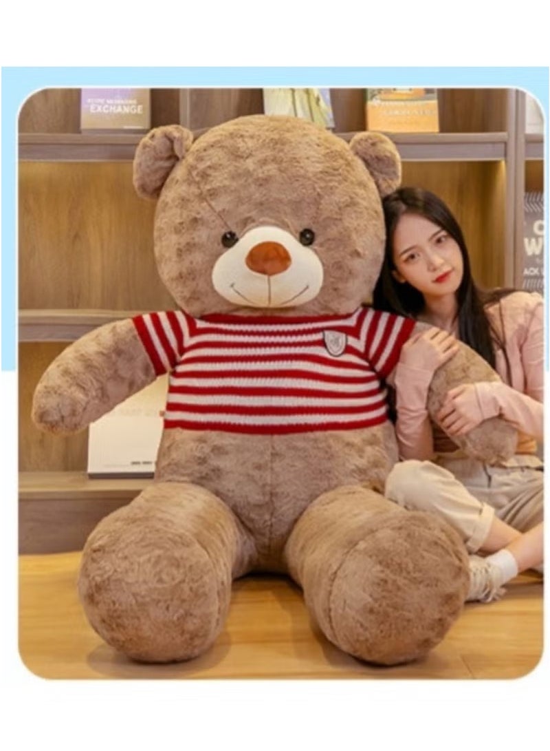 Huitich 80cm Dark Brown Plush Teddy Bear with Red & White Striped Sweater  - Image 2