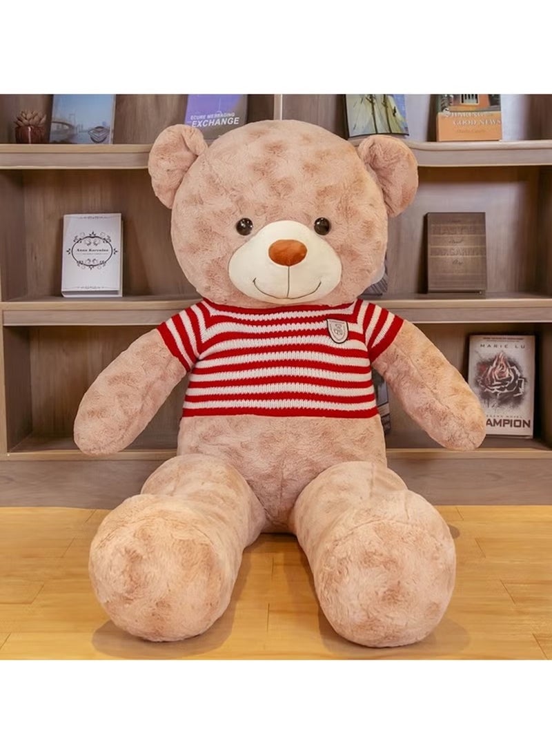 Huitich 80cm Dark Brown Plush Teddy Bear with Red & White Striped Sweater  - Image 3