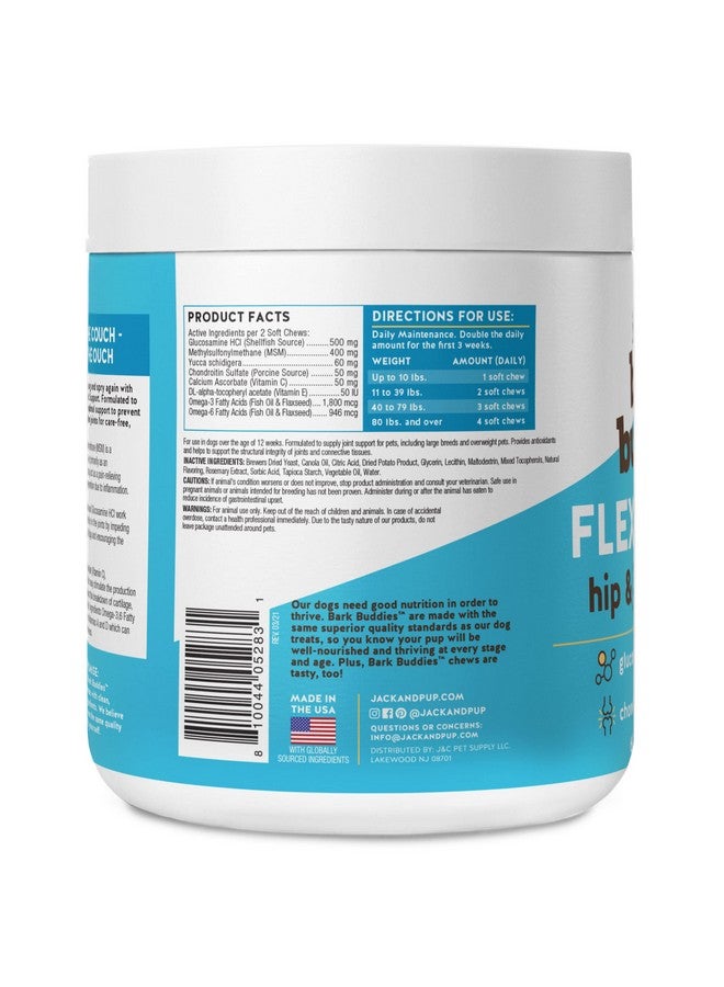 Jack&Pup Dog Joint Supplement FlexAgility Bark Buddies | Glucosamine Chondroitin For Dogs | Hip And Joint Chews For Dogs (5Oz, 60 Ct) - Image 5