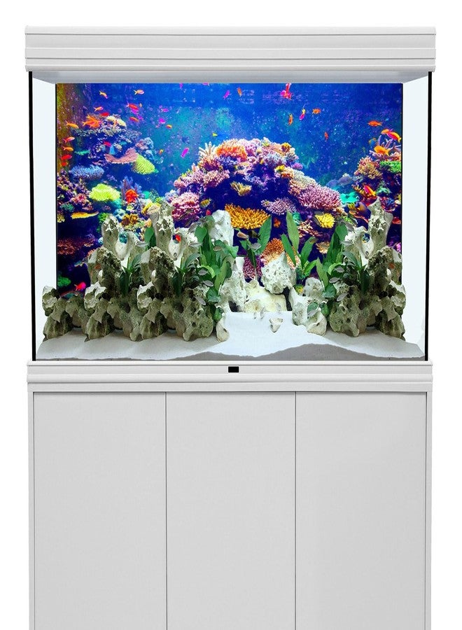 AWERT خلفية حوض أسماك AWERT بتصميم تحت الماء، مقاس 36 × 20 بوصة، مصنوعة من الفينيل، بتصميمات ملونة من المرجان والأسماك الاستوائية، خلفية لحوض أسماك عالم تحت الماء - Image 5