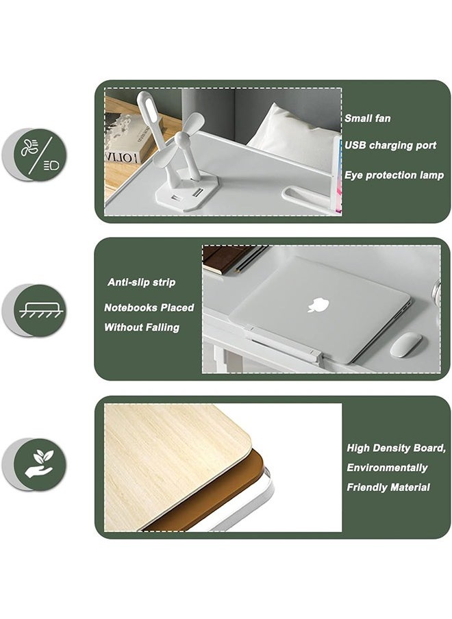 Hihonor - Laptop Table for Bed,Height-Adjustable Angle Tray Table with USB Port/Non-slip Groove/Storage Drawer,Easy to Fold,Suitable for Sofa/Bed - Image 1