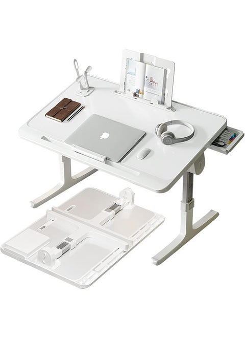 Laptop Table for Bed,Height-Adjustable Angle Tray Table with USB Port/Non-slip Groove/Storage Drawer,Easy to Fold,Suitable for Sofa/Bed