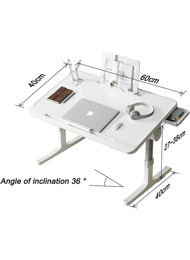 Hihonor - Laptop Table for Bed,Height-Adjustable Angle Tray Table with USB Port/Non-slip Groove/Storage Drawer,Easy to Fold,Suitable for Sofa/Bed - Image 1