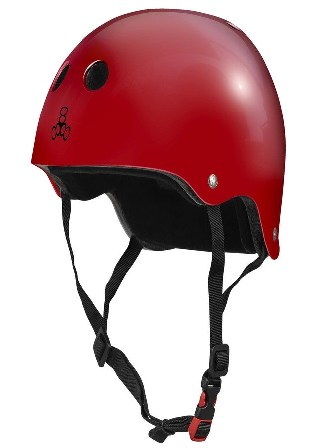 Triple Eight The Certified Sweatsaver Helmet for Skateboarding, BMX, Roller Derby and Roller Skating, S. Red Glossy, XL/XXL - Image 1