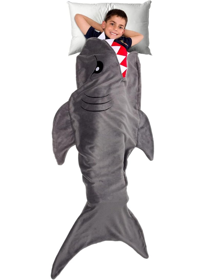 Silver Lilly Animal Tail Blanket - Plush Animal Sleeping Bag Blanket for Kids (Gray Shark) - Image 1