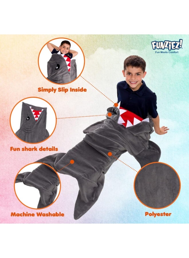 Silver Lilly Animal Tail Blanket - Plush Animal Sleeping Bag Blanket for Kids (Gray Shark) - Image 2