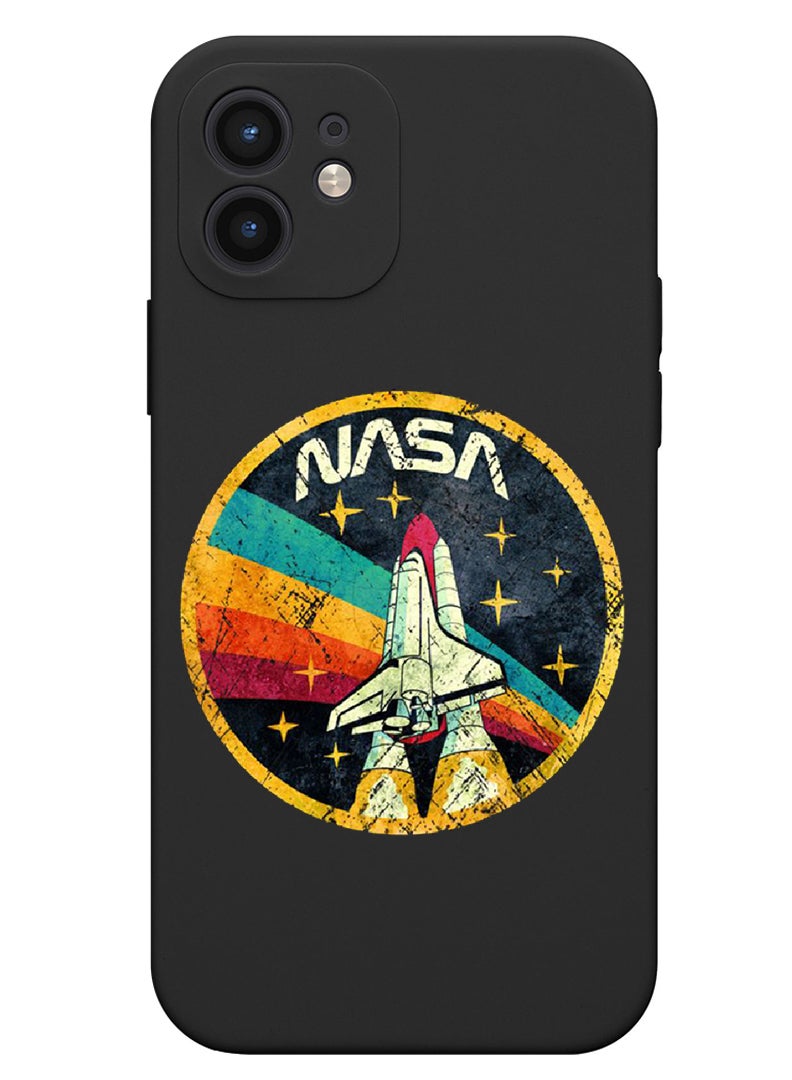 Theodor Protective Slim Fit Case Liquid Silicone Cover with Full Body Protection Anti-Scratch Shockproof Case For iPhone 12 Black  - Nasa - Image 1