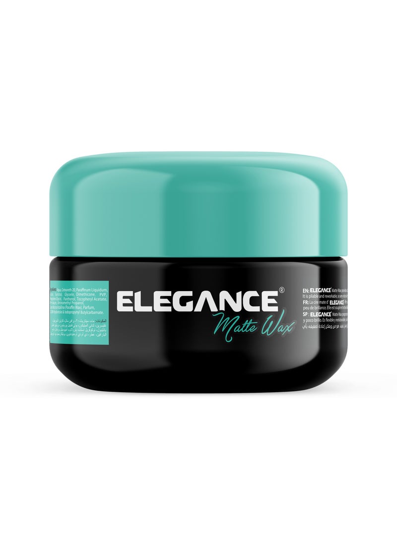 Elegance-E Series Matte Wax 100ml: Firm Hold, Matte Finish, Residue-Free, Easy Washout, Versatile for All Hair Types