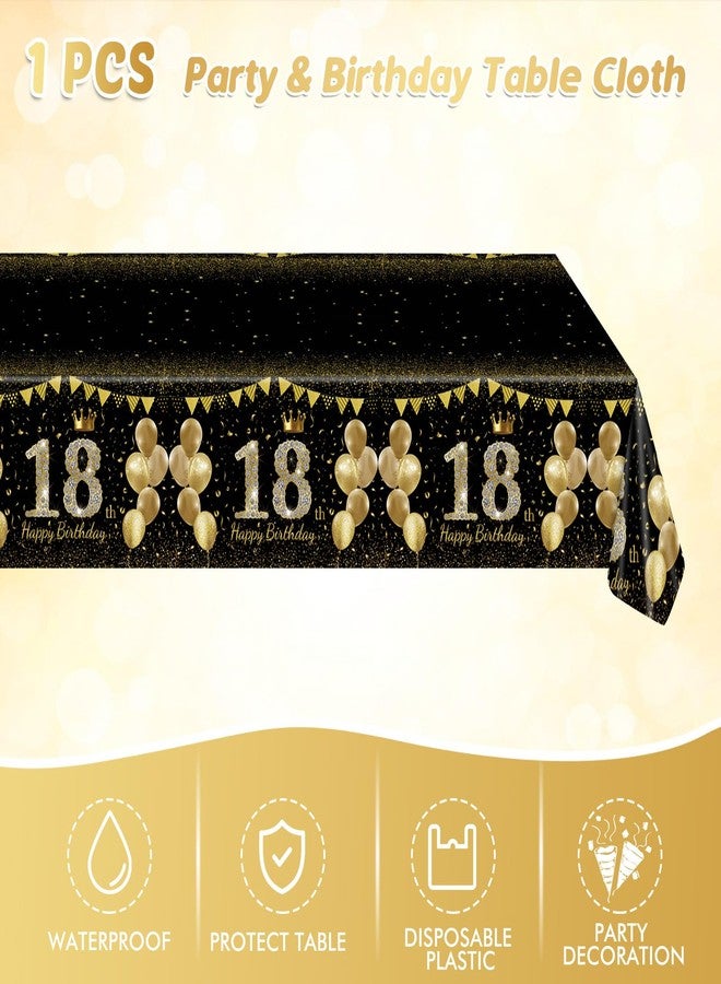 ٤١ قطعة من زينة عيد الميلاد الثامن عشر للأولاد والبنات، باللونين الأسود والذهبي، تتضمن أطباقًا ومناديل ومفرش طاولة لحفلة عيد ميلاد الفتاة الثامنة عشرة الرسمية. - Image 5
