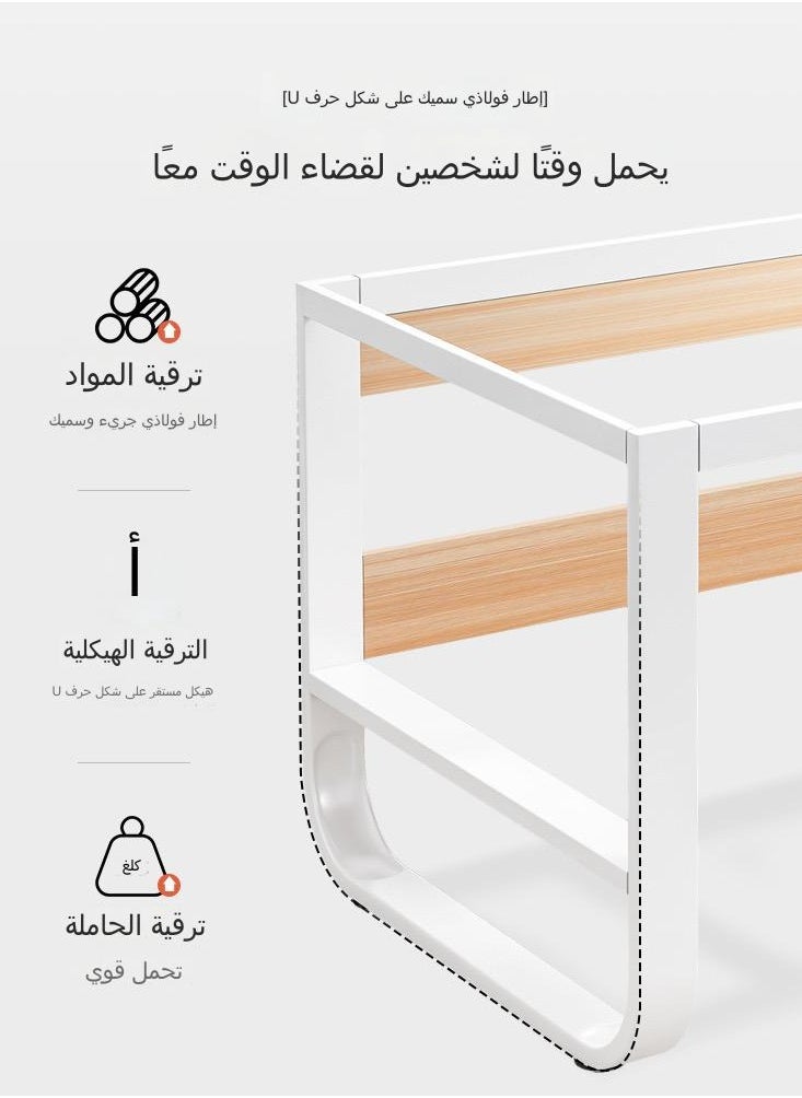 Double Desk Multifunctional Home Office Desk Modern PC Desk Sturdy Study Writing Desk with 3 Drawers and Storage Shelves Simple Stylish PC Workstation Desk