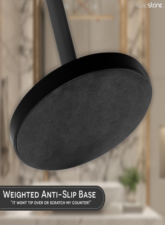 iSoapStone Luxury Hand Towel Holder Stand with Heavy Weighted Base, Matte Black Towel Rack, T-Shape, Freestanding Towel Stand for Bathroom Vanity or Kitchen Countertop, Waterproof Counter Organizer - Image 4