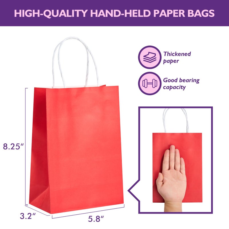 PACKINNO 32 Pack Paper Gift Bags with Handles, 5.8"Ã—3.2"Ã—8.25" Party Favor Bags, Gift Bags, Small Gift Bags with Handles, Party Bags, Small Goodie Bags Bulk for Birthday, Crafts, Wedding, Party Supplies (8 Colors) - Image 3