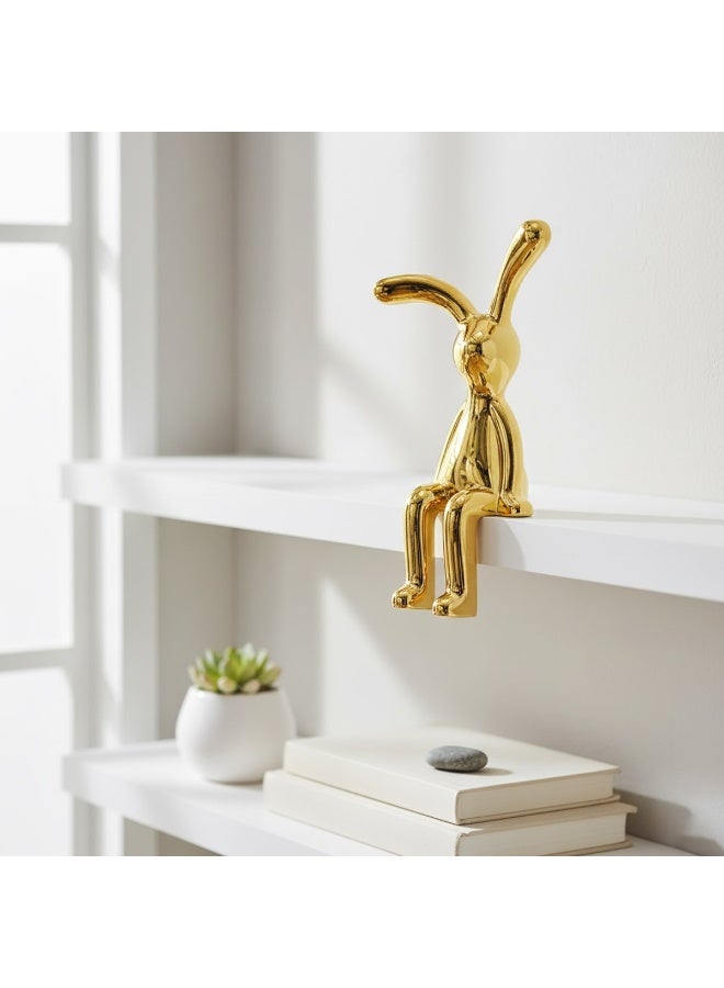 Gold Sitting Rabbit Figurine 8.5cm Decorative Edge Shelf Ornament Resin Bunny Statue for Home Office Table Desk Bookshelf Decor Collectible Showpiece Small Art Display Accent Gift Item for Living Room Bedroom Decoration Modern Home D - Image 4