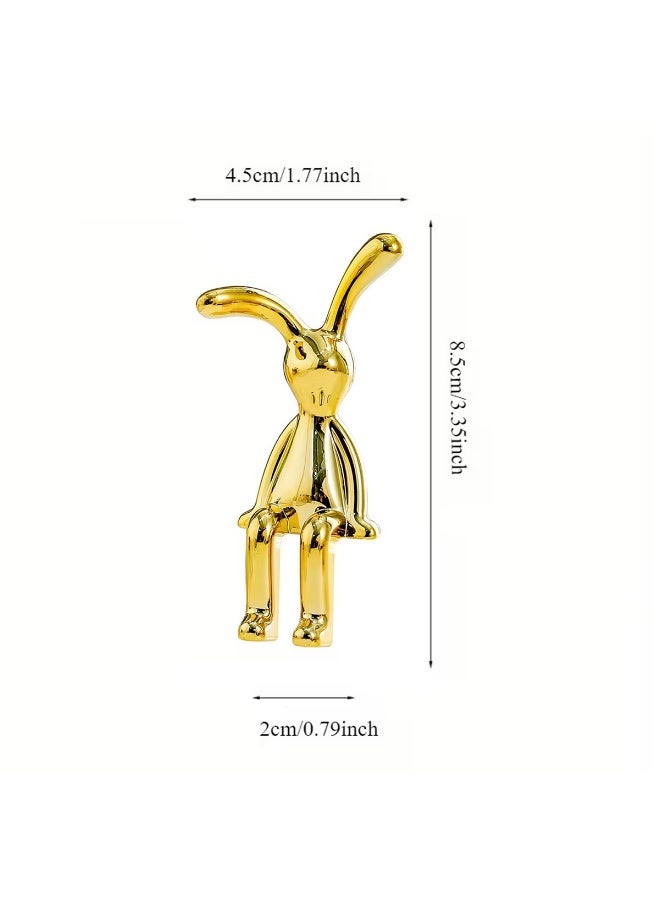 Gold Sitting Rabbit Figurine 8.5cm Decorative Edge Shelf Ornament Resin Bunny Statue for Home Office Table Desk Bookshelf Decor Collectible Showpiece Small Art Display Accent Gift Item for Living Room Bedroom Decoration Modern Home D - Image 3