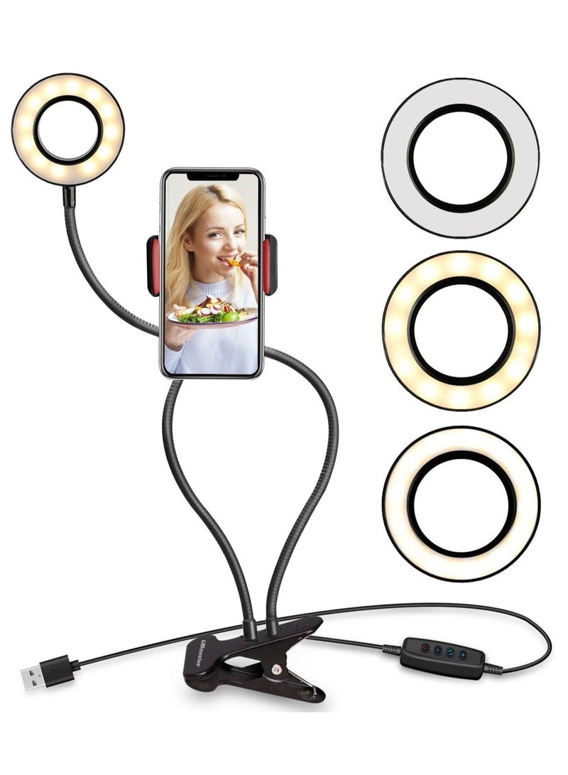 Webcam Light Stand for Live Stream, Selfie Ring Light with Webcam Mount - Image 3