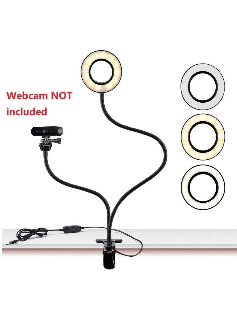 Webcam Light Stand for Live Stream, Selfie Ring Light with Webcam Mount - Image 2