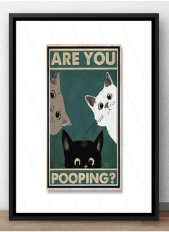 Are You Pooping Bathroom Wall Funny Quote Canvas Print Cute Black And White Cat Art Retro Toilet Room Home Decor Poster