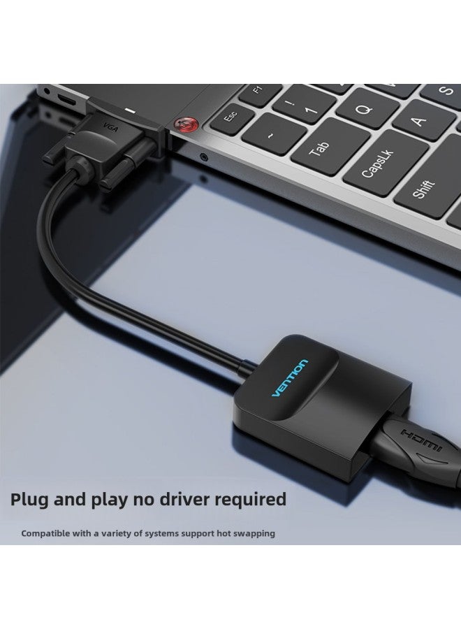 محول Weixun VGA إلى HDMI مع كابل صوت HD محول شاشة العرض محول العرض - اللون: أسود إصدار Pvc - طول الخط: 15 سم - Image 5