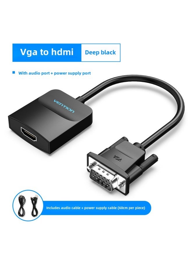 محول Weixun VGA إلى HDMI مع كابل صوت HD محول شاشة العرض محول العرض - اللون: أسود إصدار Pvc - طول الخط: 15 سم - Image 1