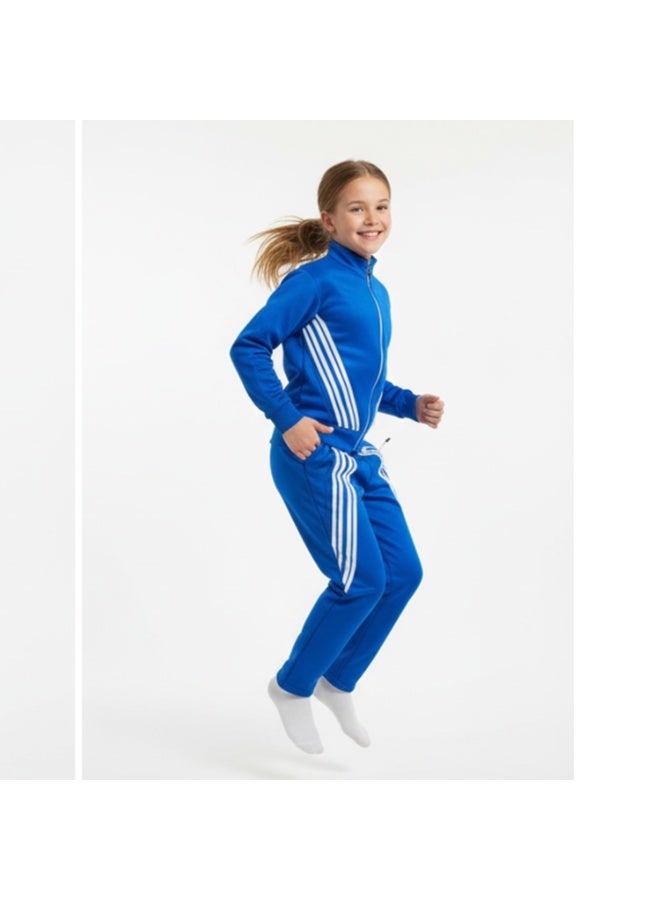 Caesar Girls' winter tracksuit with velvet lining and striped design - Image 4