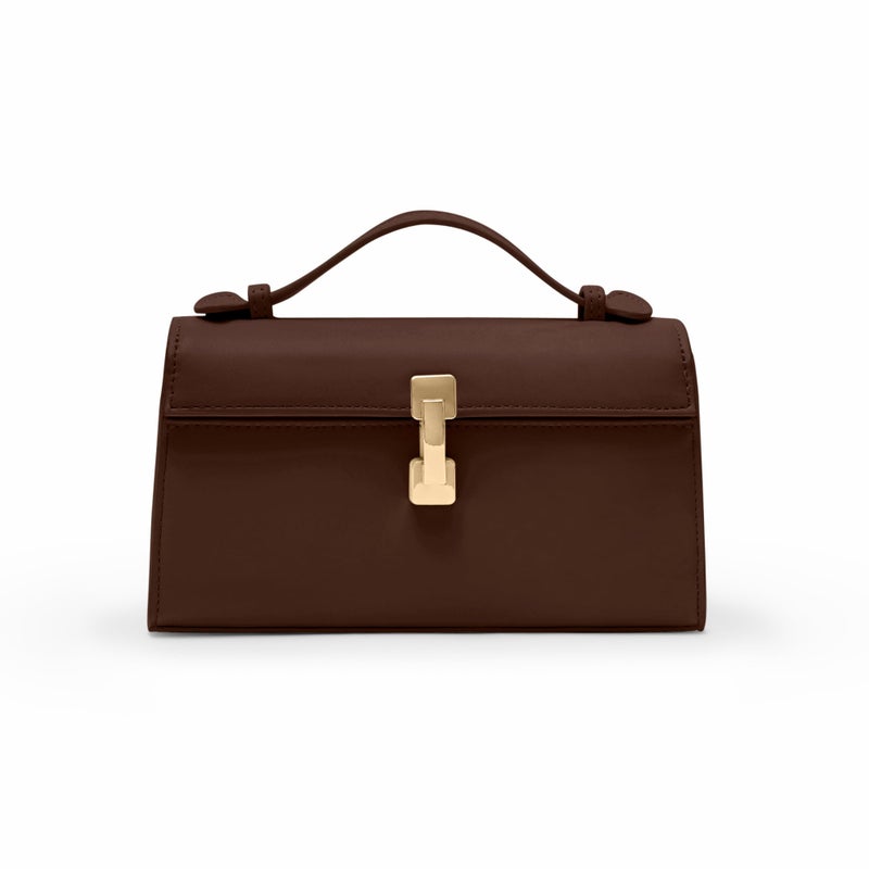Apryl Clutch Purses for Women - Small Evening Bag - Trendy Top Handle Purse - Adjustable Crossbody Handbag PU Leather - Chocolate Brown - Image 1