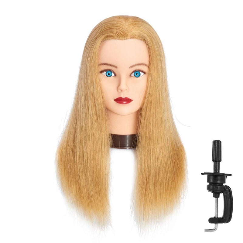 Headfix 2022 Hair Mannequin 100 Human Hair Hairdresser Practice Styling Training Cosmetology Manikin Doll With Clamp 6F1919W2714H