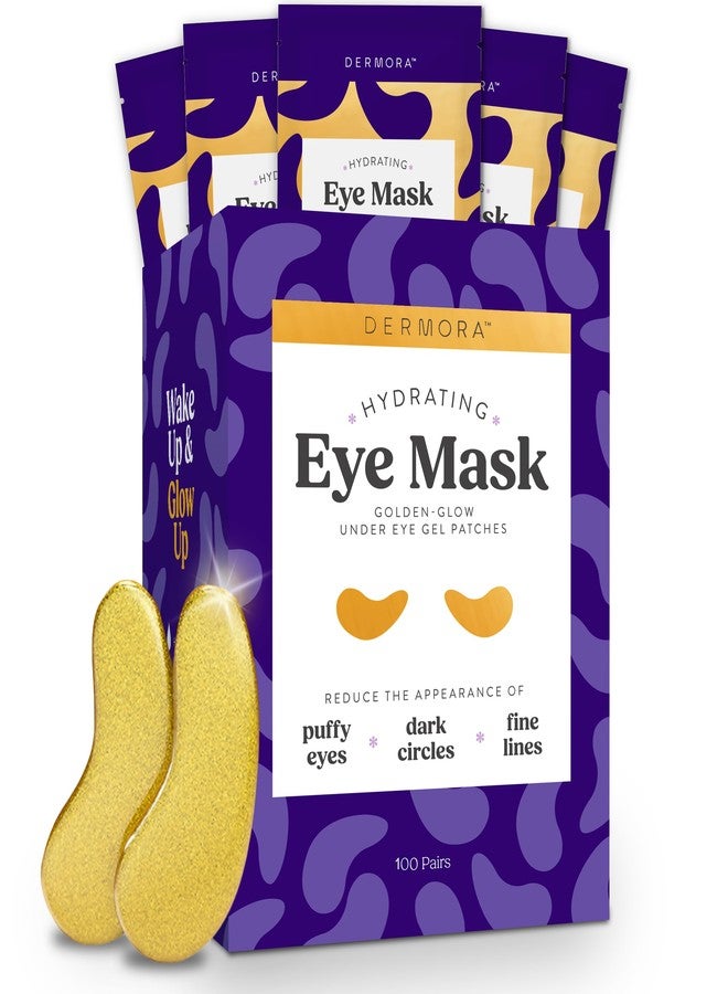 DERMORA Golden Glow Under Eye Patches (100 Pairs Eye Gels) - Rejuvenating Treatment for Dark Circles, Puffy Eyes, Refreshing, Revitalizing, Travel, Wrinkles - Image 1